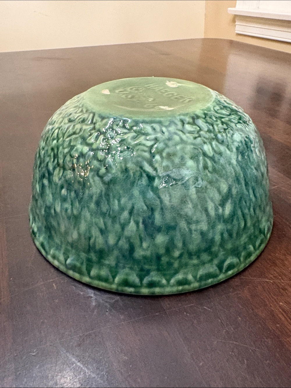 Vintage Haeger USA Green Textured Pottery Bowl Planter Mid Century MCM - Picture 3 of 6